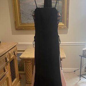 Black Formal Dress with Blush Side Panels and Shawl